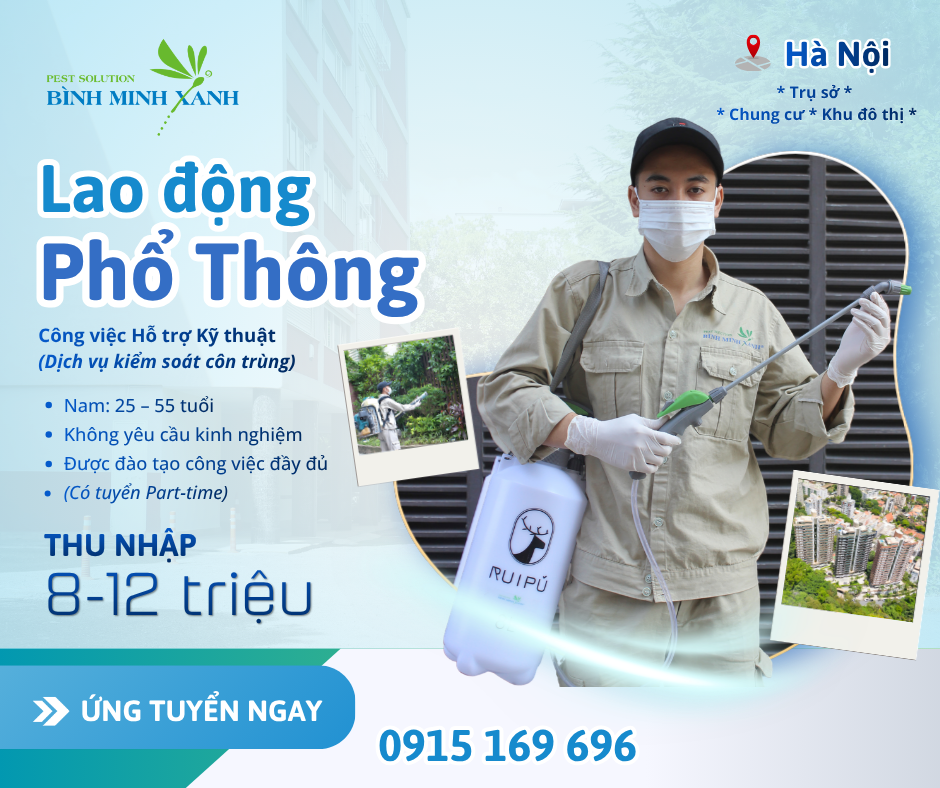 TUYỂN DỤNG NHÂN VIÊN KỸ THUẬT LAO ĐỘNG PHỔ THÔNG